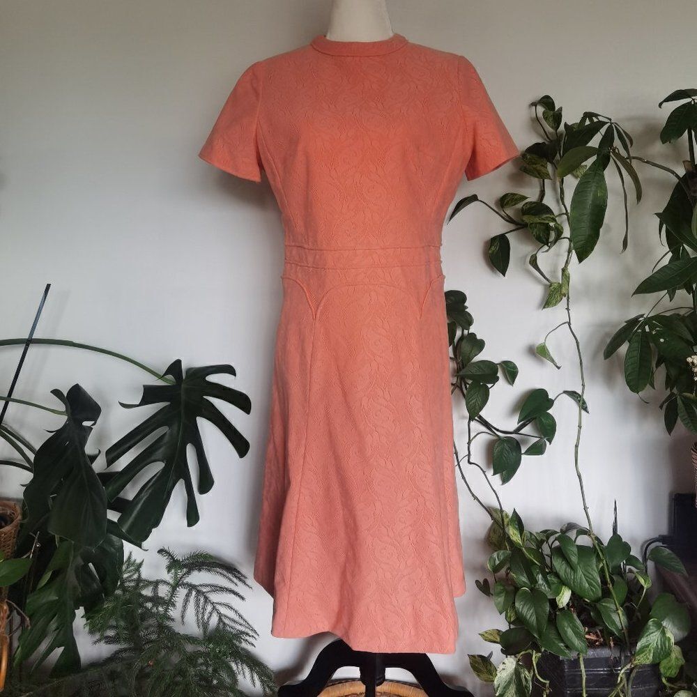 Amazing 1970s Peach Midi Dress Handmade